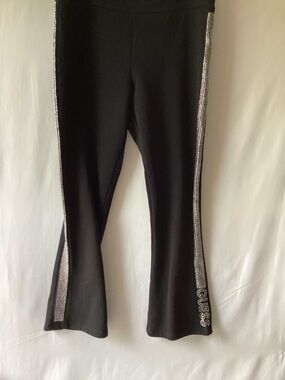 Guess Black Leggings with Silver Rhinestone Side Stripes